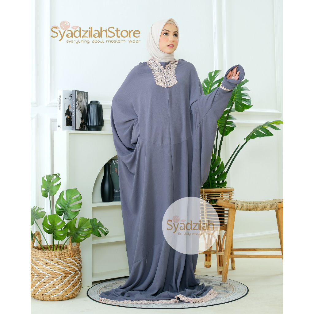 SYADZILAH - Mukena Terusan Dewasa Crinkle Airflow 2in1 Renda Mewah Travelling