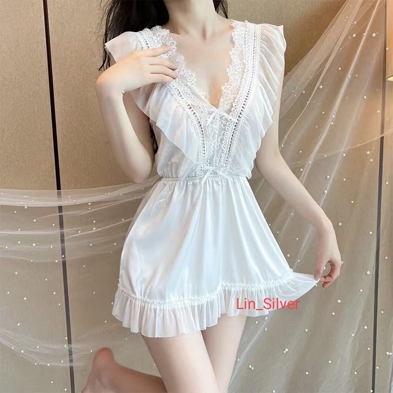 Lingerie Gaun Baju Tidur Malam Seksi Wanita Cantik Mewah V Neck / Lingerie Dress / Sexy Dress Night Gown Premium