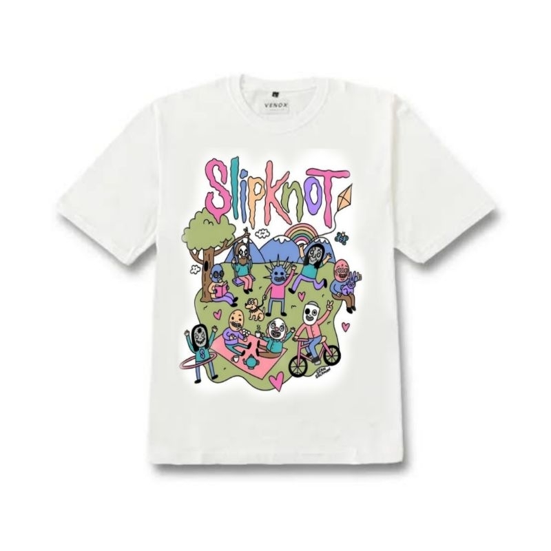 KAOS T-SHIRT SLIPKNOT CARTOON BAJU BAND METAL T-shirt Vintage Bootleg RAP DEWASA Pria wanita