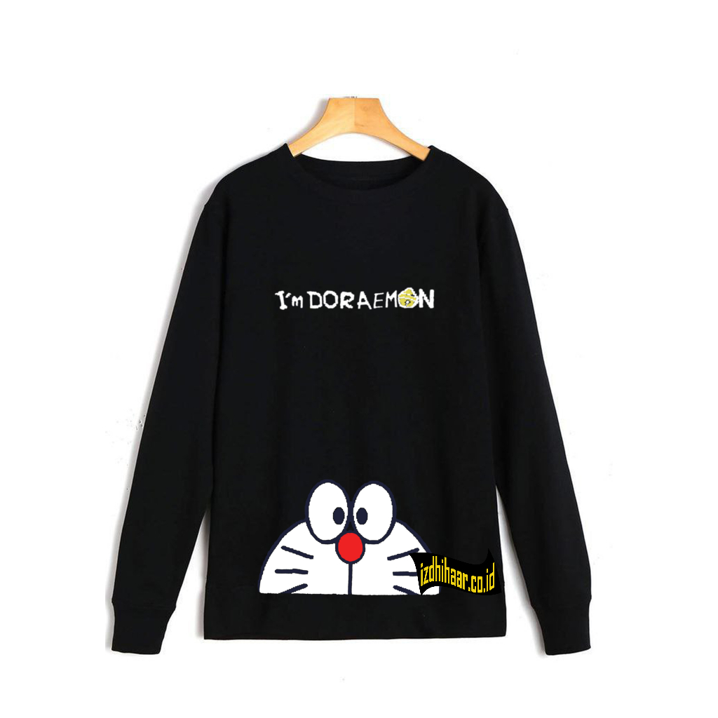 Sweater Wanita Oversize Sweatshirt Motif Doraemon Crewneck Remaja Dewasa Unisex M L XL XXL