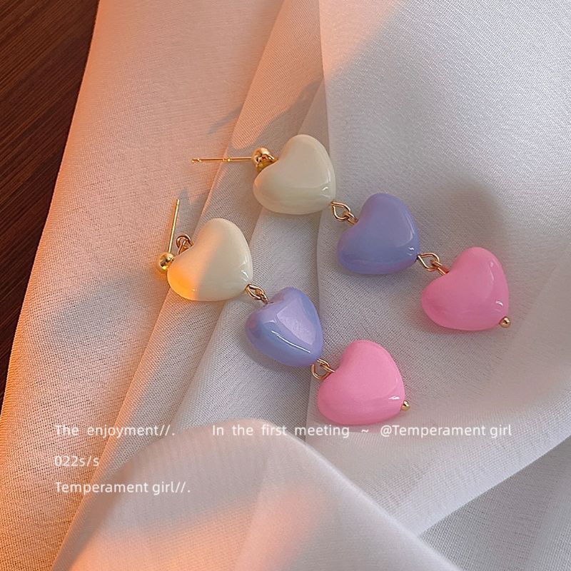 Anting Hijab Love Hati Warna Pastel Lucu