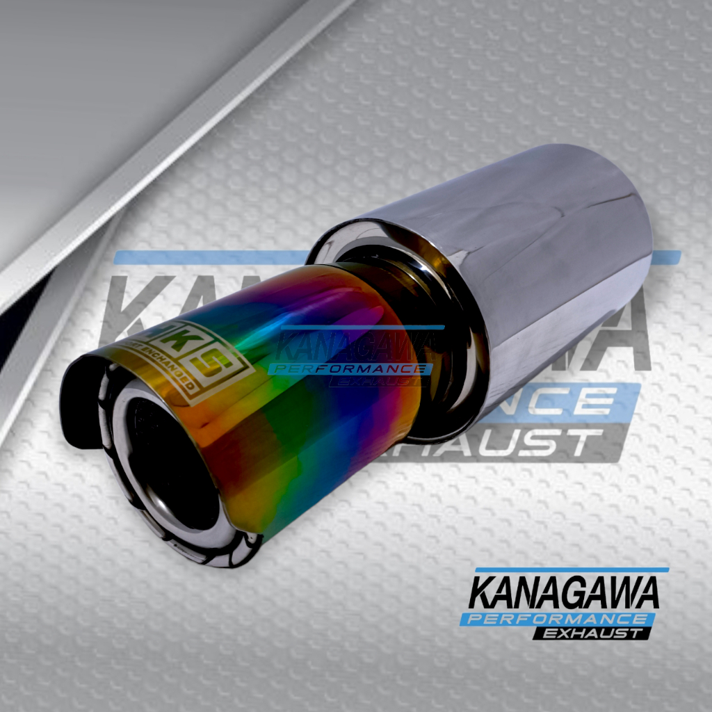 Knalpot Mobil HKS Racing Muffler Gronel Pelangi Bass Bulat Full Stainless - Exhaust tip / Ujung Mufl