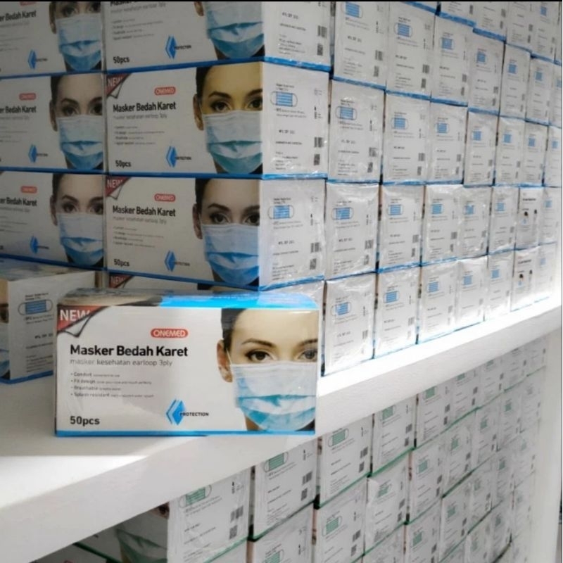 ONEMED - Masker medis earloop 3ply  isi 50pcs per box