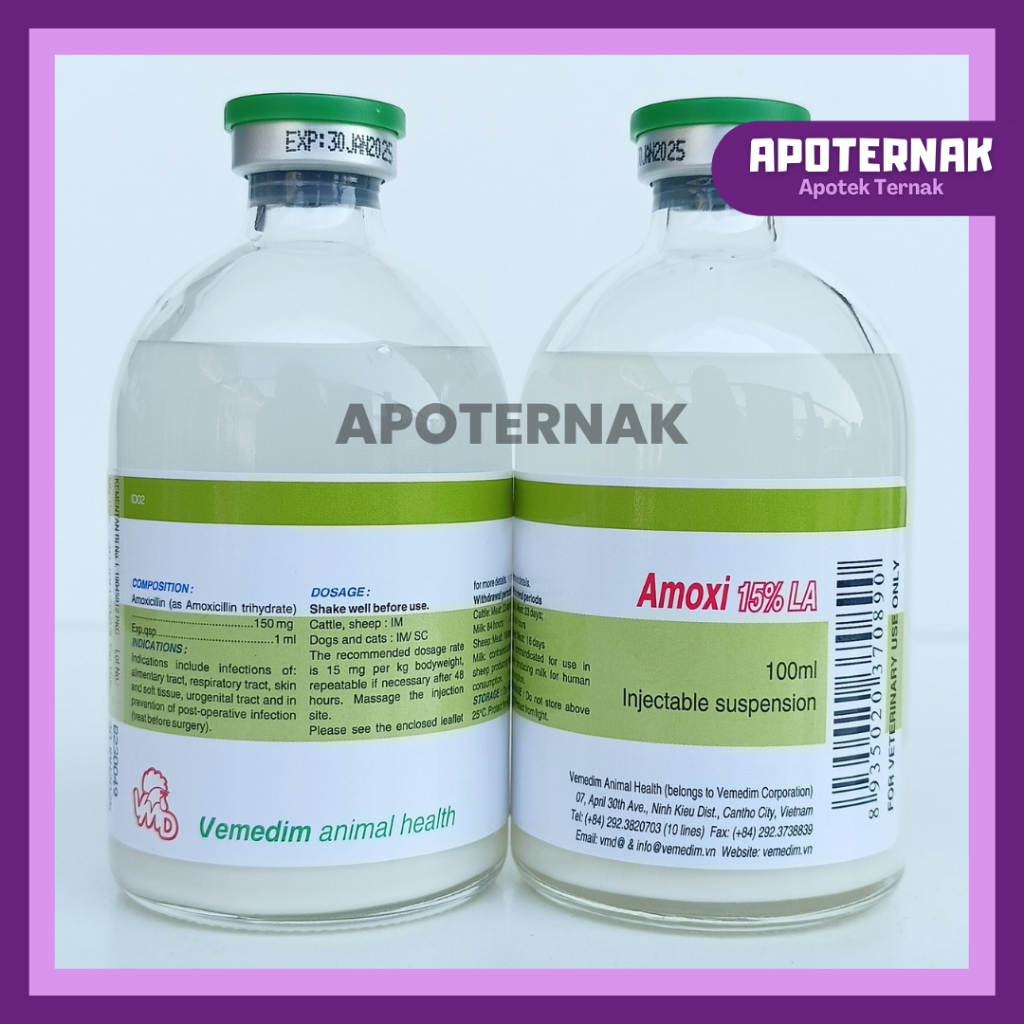 AMOXI 15% LA Vemedim 100 ml | Antibiotik Infeksi Saluran Pernapasan Pencernaan &amp; Infeksi Bakteri Lainnya | Like SK Amox Pantex Amoxy Longamox Intramox