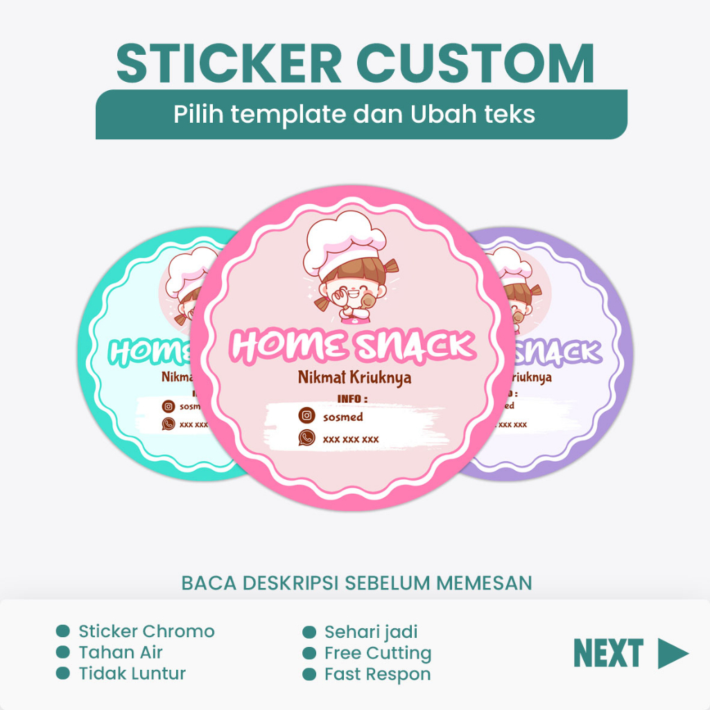 

Cetak Sticker Custom - Sticker cromo , Stiker Lebel Makanan - logo 6