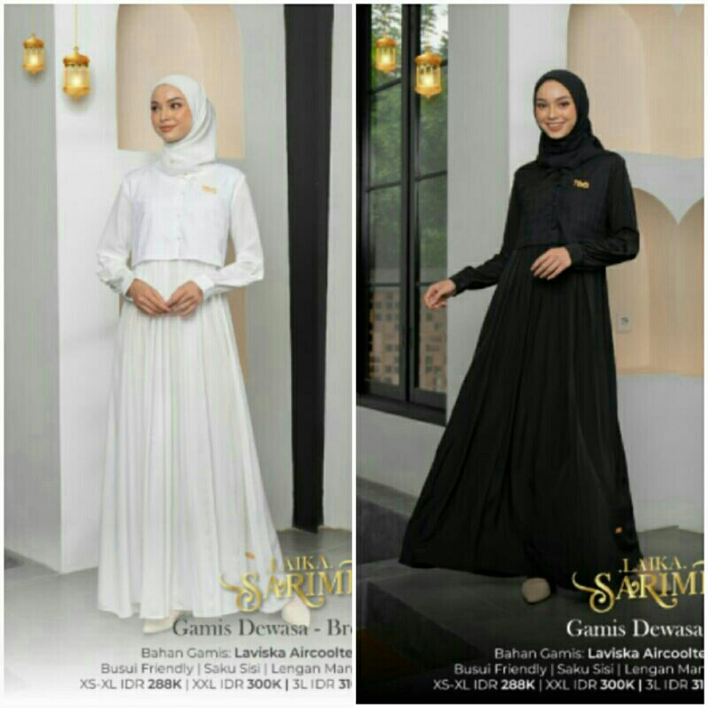 GAMIS KATUN WANITA HITAM PUTIH LAIKA ORIGINAL NIBRAS FASHION DRESS BAJU BUSANA MUSLIM DEWASA BUSUI B