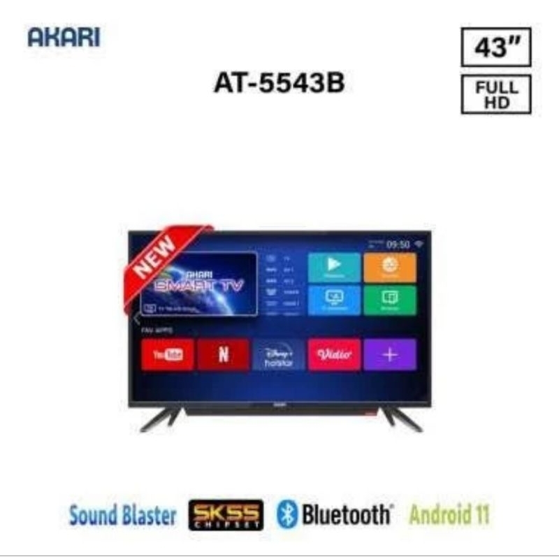 TV LED AKARI 43inc AT-5543B ANDROID SMART TV DIGITAL DVB-T2 FULL HD TV ANDROID 43INCI