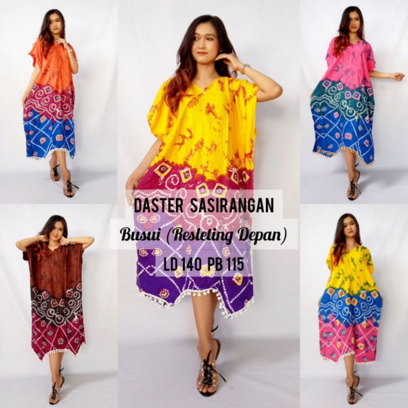 DASTER RAYON SASIRANGAN KALONG POM POM - DRESS WANITA