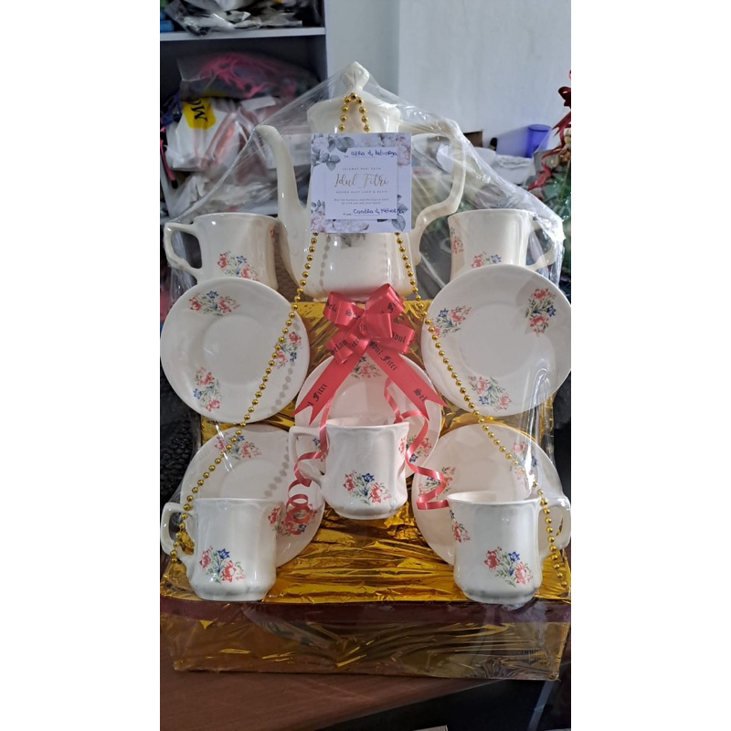 INSTANT KURIR Parcel Hampers Gift Tea Set Teko Cangkir Keramik Lebaran Idul fitri adha Natal Imlek