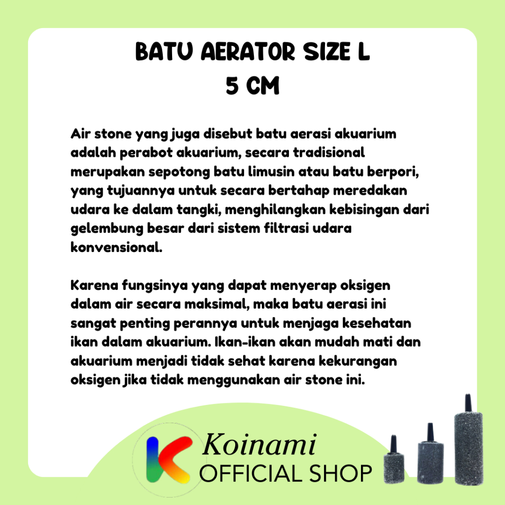 Batu Aerator Size L 5cm  / Air Stone / Batu Gelembung / Aerasi Aquarium / Oksigen Ikan