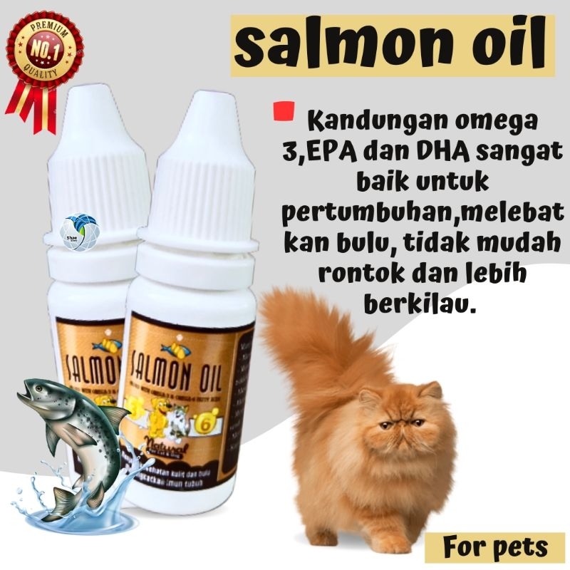 Minyak Ikan Salmon Murni 10ml Vitamin Pertumbuhan Bulu lebat Kucing Anjing Fish Oil Salmon Oil Shaestore15