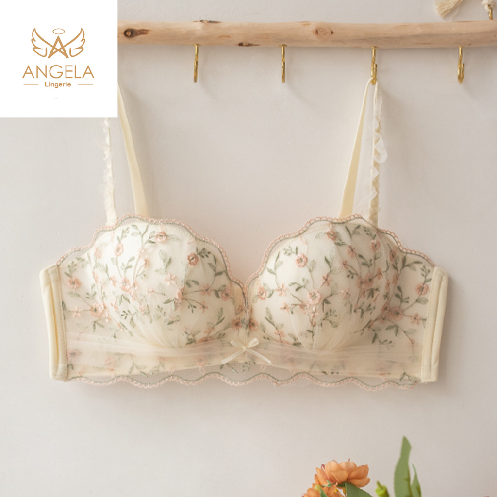 ANGELA PREMIUM JAPAN Bra BH Push Up Set Tanpa Kawat Celana Dalam Wanita Bikini Sport Beha Lingerie Korea Fashion Bralette Remaja Perempuan Sexy Pakaian Dalam COD Renang Motif Cewek Pita Bunga Murah Felicia Tali Jumbo