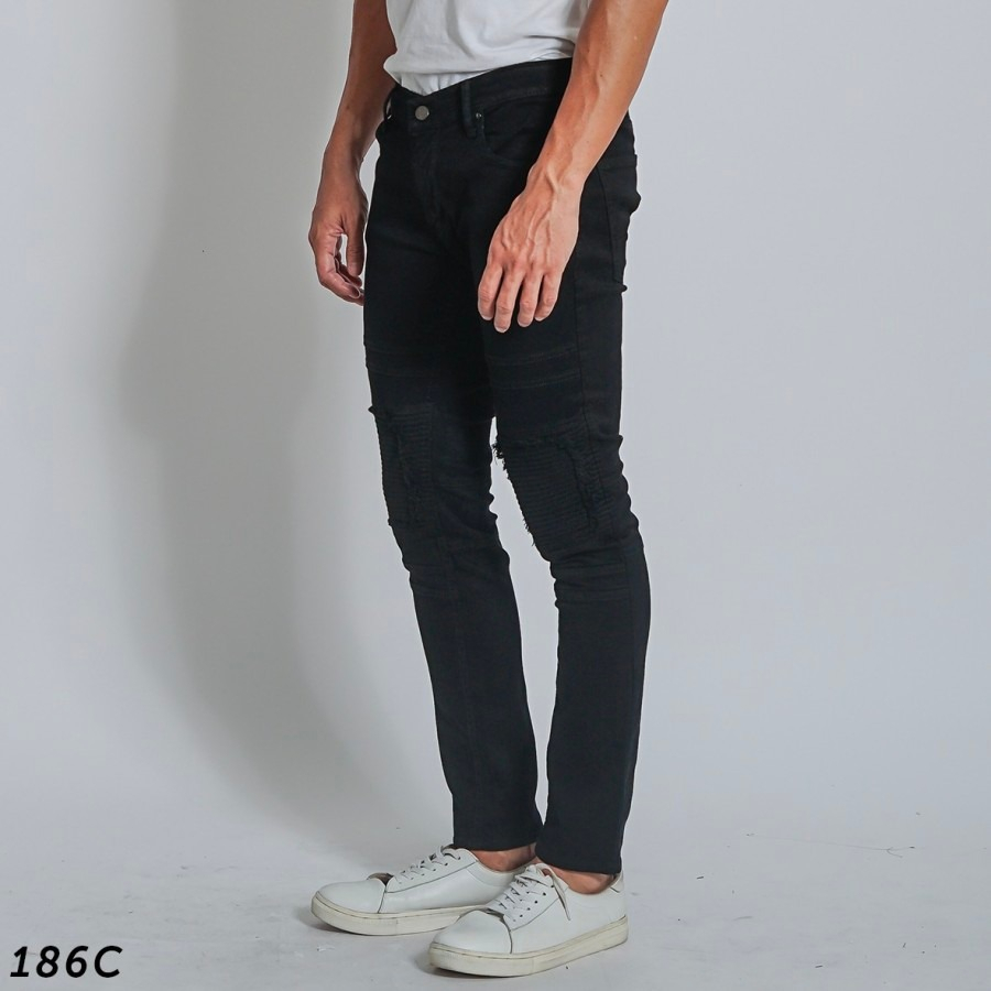 SKINNY JEANS BIKERS PATCH FULL BLACK PRIA PULL&amp;BEAR SOFT JEANS