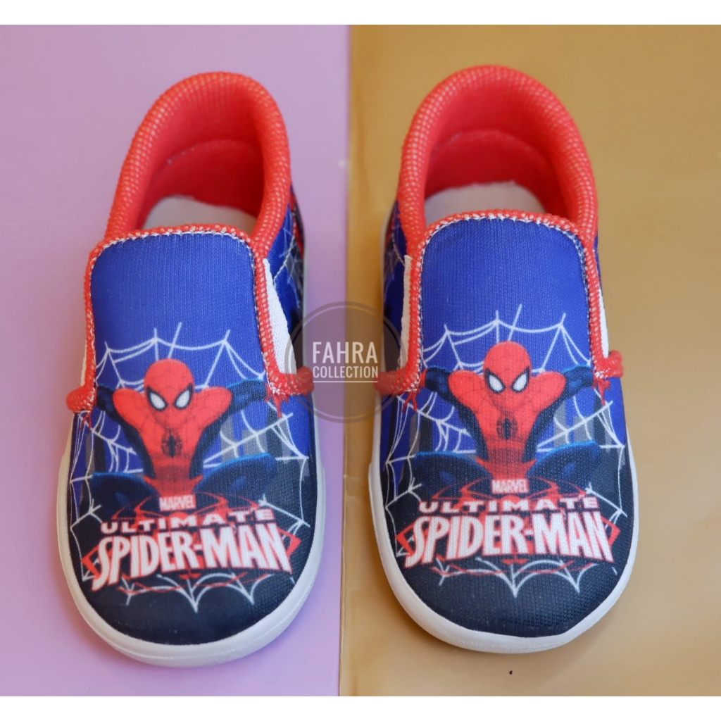Sepatu slip on anak laki-laki motif spider man #1