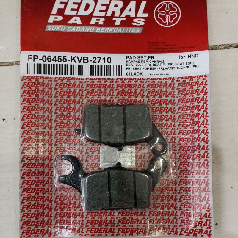 Discpad kampas rem depan Beat Beat fi Beat pop Beat esp Vario techno FEDERAL