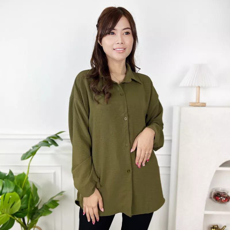 Kemeja Anna Shirt Crinkle Polos Premium