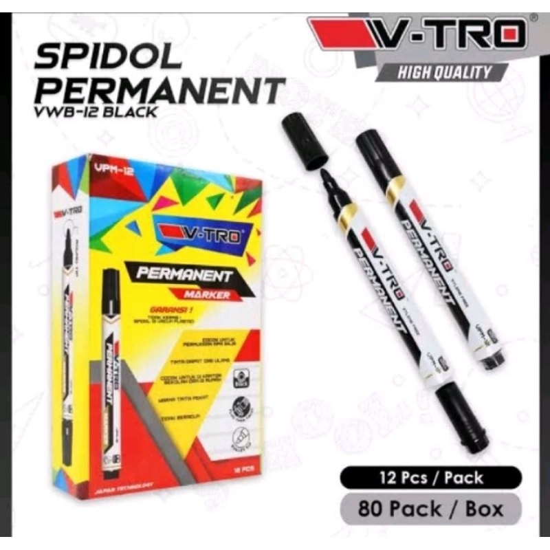 SPIDOL PERMANENT VPM12 1 KOTAK ISI 12 PCS HITAM