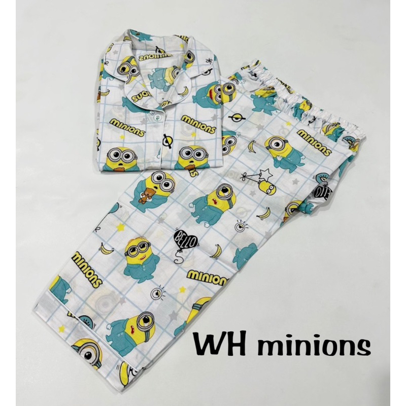 WH-Minions stelan baju tidur piyama bisa couple keluarga ibu anak dewasa