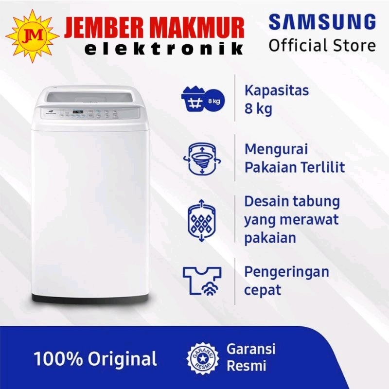 SAMSUNG WA 80 H 4000 SW LOW WATT DIAMOND TUBE Mesin Cuci Top Load 8Kg SAMSUNG