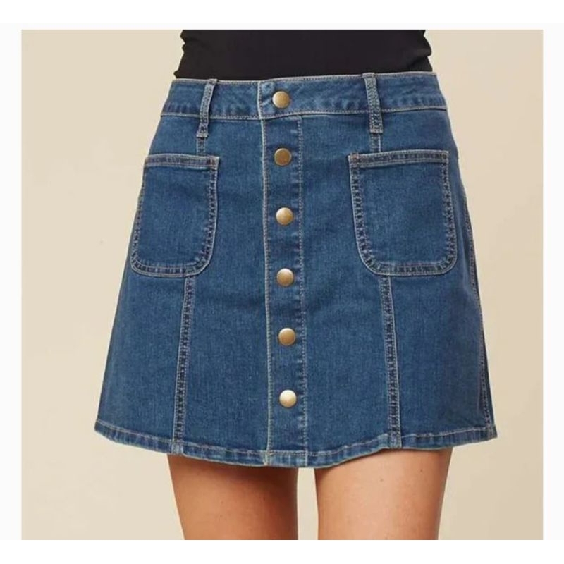 Altar'd State Denim 'Back To School' Button Up Mini Skirt in Blue 
