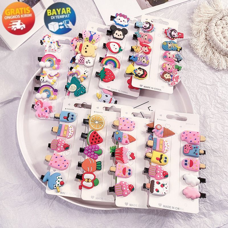 GOKIDO - KP118 JEPIT RAMBUT ANAK PEREMPUAN LUCU 10 IN 1 JEPITAN RAMBUT FASHION KARAKTER JEPITAN HAIR PIN GAYA KOREA KIDS UNICORN ICE CREAM