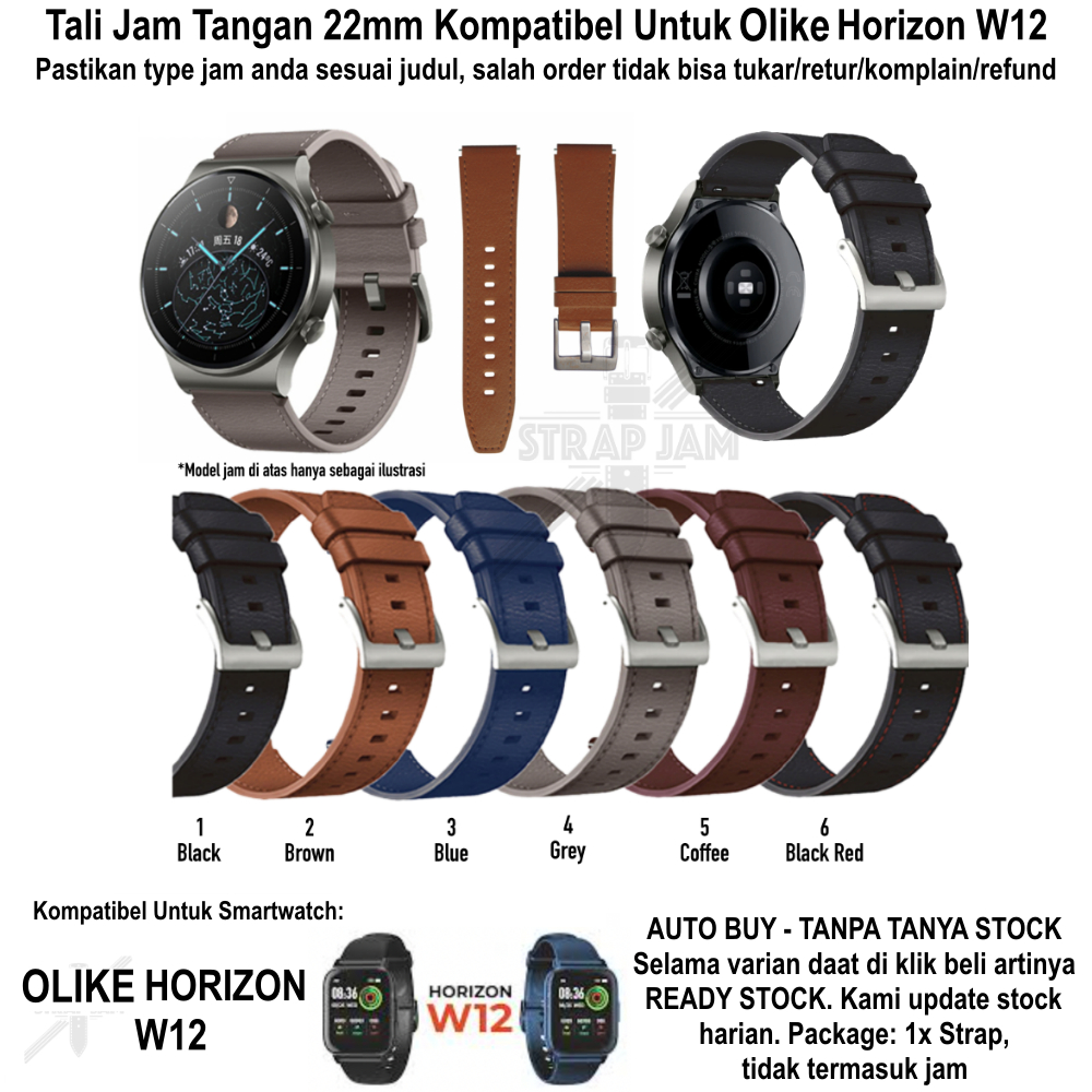 ZGT Tali Jam Olike Horizon W12 - Strap 22mm Leather Kulit Quick Release