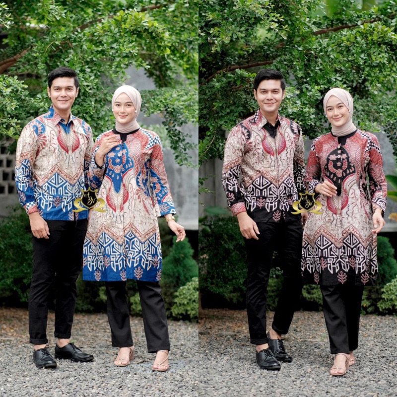 Batik Tunik Couple Modern Set Pakaian Couple Kemeja Batik Pria Batik Couple Dress Batik Baju Batik Couple