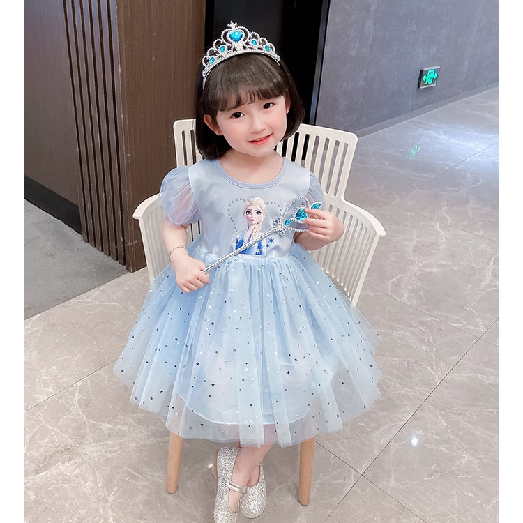 mineboo - DRESS PRINCESS ELSA EBV 1-5tahun  Baby Princess Dress/Gaun Anak Perempuan/Gaun Gelembung Jala/Baju anak/Dress anak perempuan/rok anak