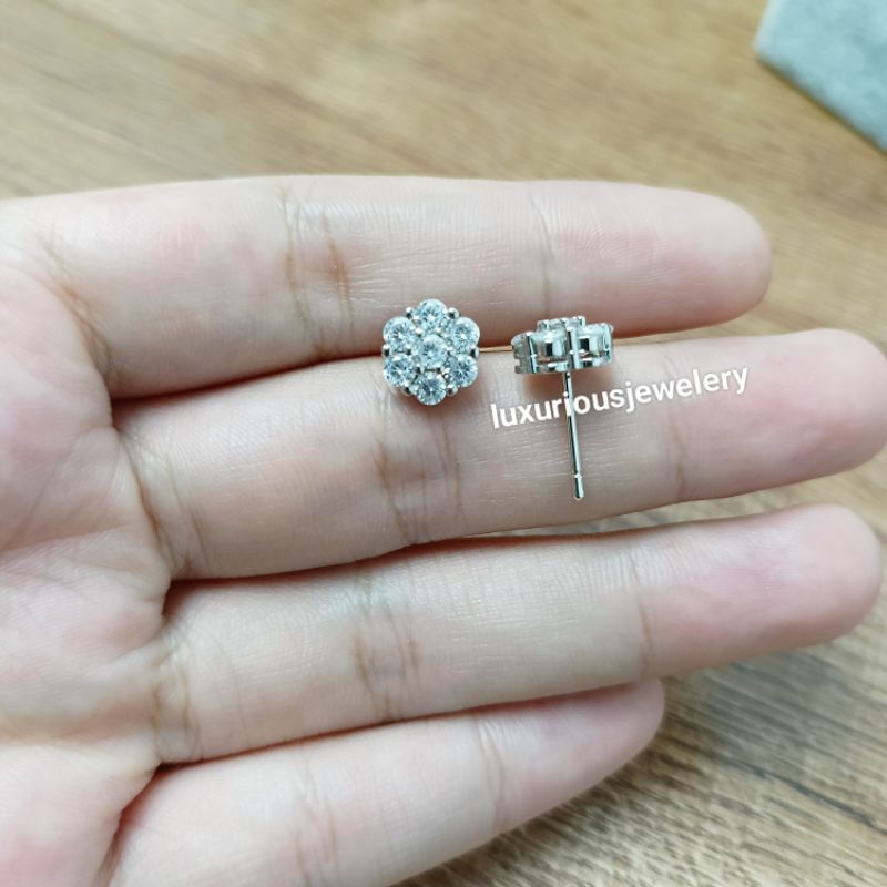 Anting tusuk permata mewah cutting diamond look