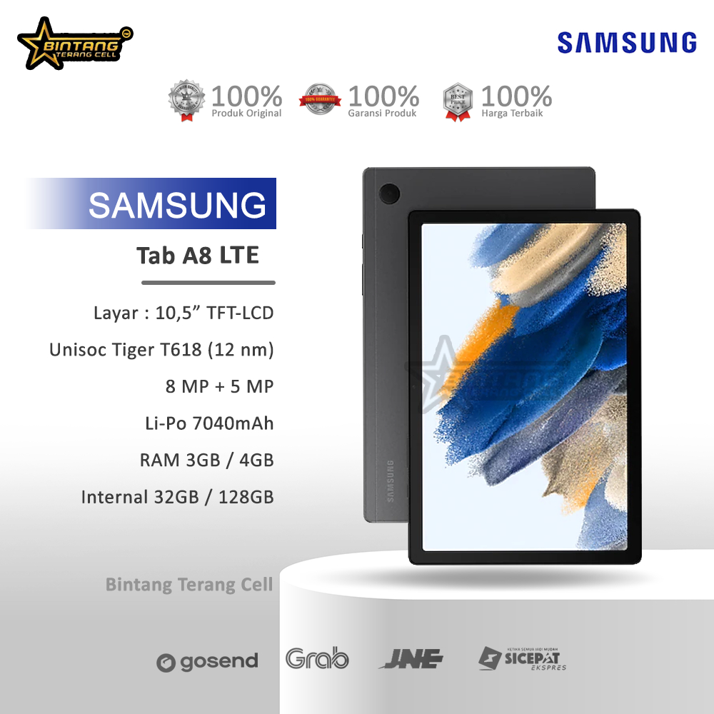 Samsung Tablet Tab A8 LTE Ram 4/128Gb Ram 4/64Gb tablet a8 lte tablet simcard Garansi Resmi