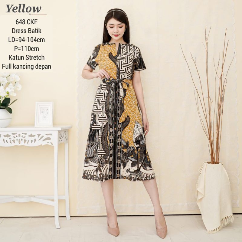 DRESS BATIK MEINI TERUSAN KERJA KANTOR WANITA MODERN 648 151 GAUN CEWEK CASUAL FASHION