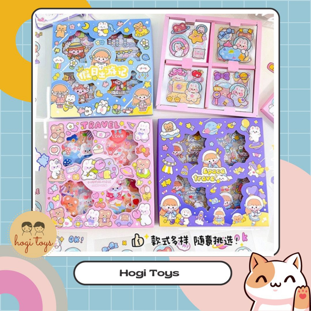 

Stiker 100 Lembar Korea Motif Anak Perempuan Masu Momo Tea Time PVC Anti Air Handbook Scrapbook DIY