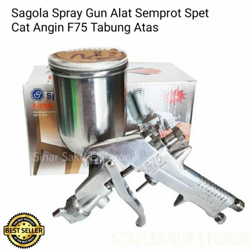 Sagola Spray Gun Alat Semprot Spet Cat Angin F75 Tabung Atas Deco Furniture