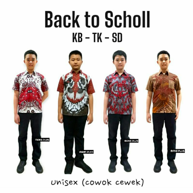 Kemeja Batik Anak Laki Laki Perempuan 2-12 tahun Baju Batik Seragam Sekolah Remaja SL