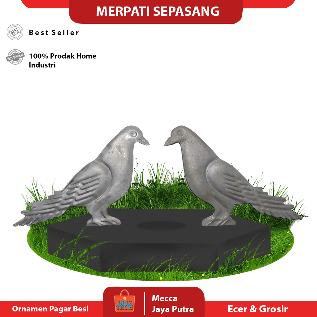 Merpati plat besi berkualitas ornamen pagar besi merpati 1 pasang (K/K) aksesoris pagar besi tempa s
