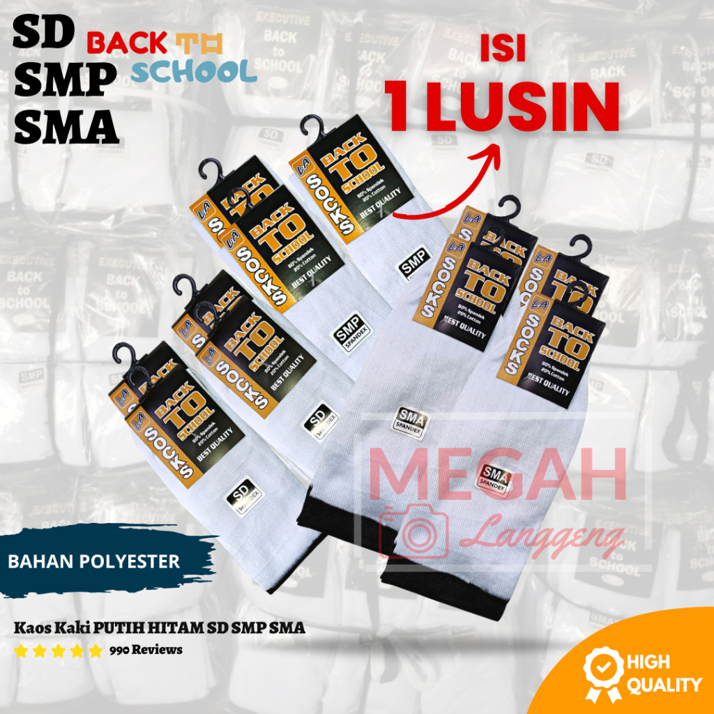 Grosir 1 Lusin 12 Pasang Kaos Kaki Anak Sd Smp Sma Putih Telapak Hitam - Kaos kaki anak seragam Sekolah SD SMP SMK- kaos kaki anak SD SMP SMA, kaos kaki pramuka SD SMP SMA, kaos kaki hitam SD SMP SMA - kaos kaki putih SD SMP SMA Back To School