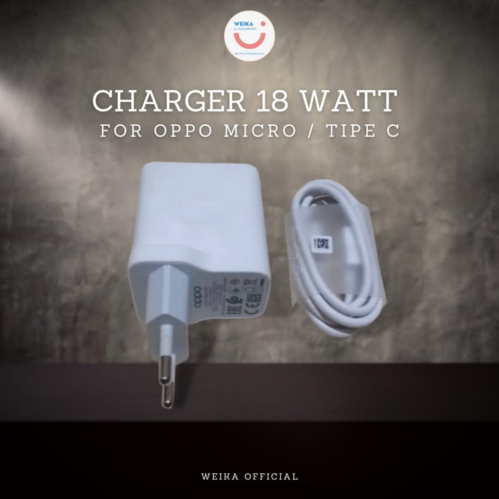 Charger OPPO Fast Charging 18 Watt 2A USB to Tipe C Original Model OP92KAEH