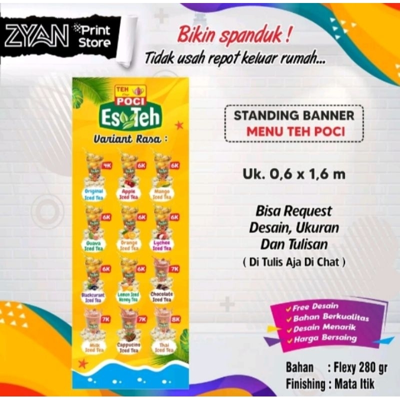 SPANDUK BANNER VARIAN RASA MENU ES TEH