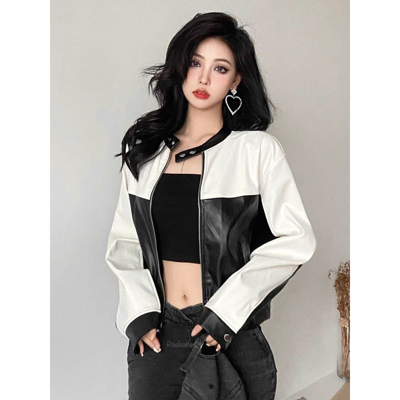 jacket kulit wanita / leather jacket motorcycle crop