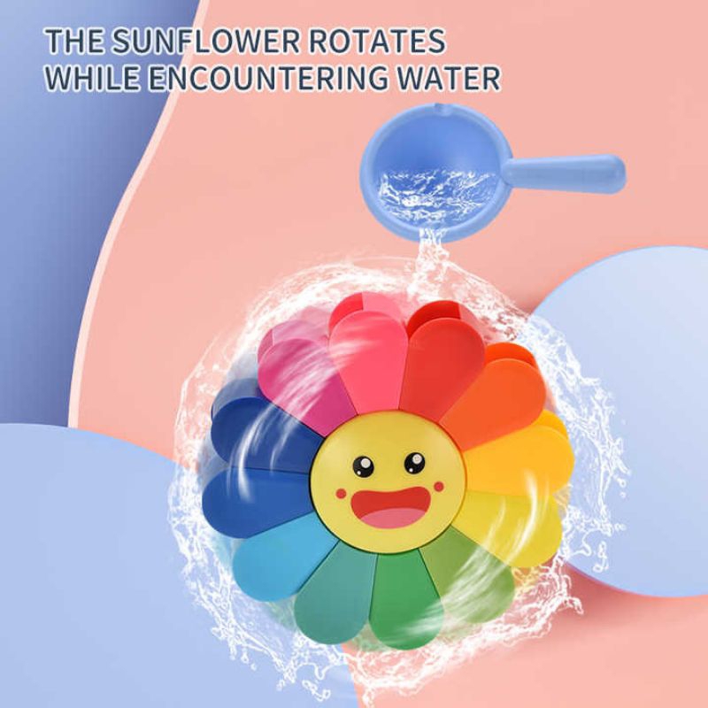 Mainan Sensory Anak Spinner Sunflower Water Play with Suction Bath Toys Mainan Gasing Mandi Air Bathtub Colorful Gangsing Dekorasi Kamar Kado Ulang Tahun Anak