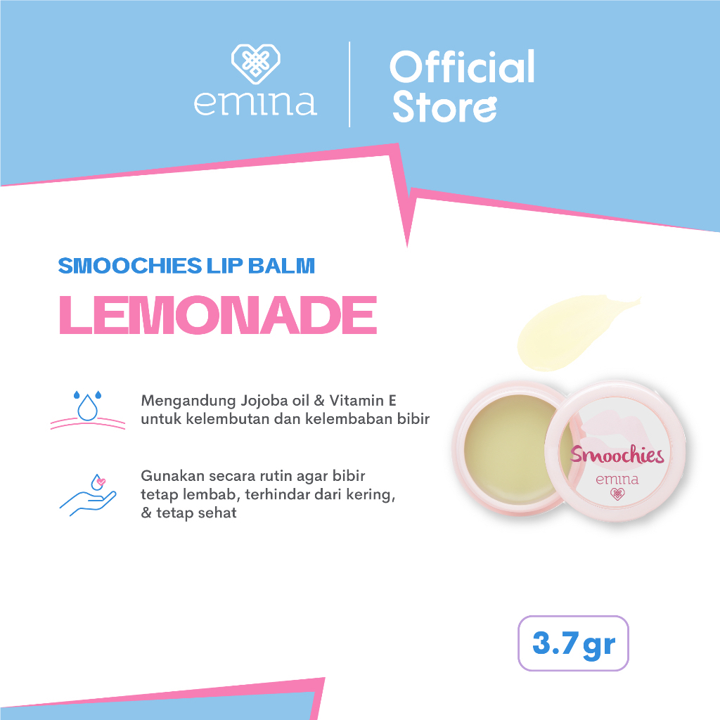 EMINA Smoochies Lip Balm Indonesia / Pelembab Bibir 3.7g / UVA UVB Protection Mengurangi Bibir Kering Pecah Melembabkan / Lemonade Cucumber Juice / Lemon Jus Timun / Moisturizer Moisturizing Melembabkan Menutrisi / Skincare Lips Care / Treatment Perawatan