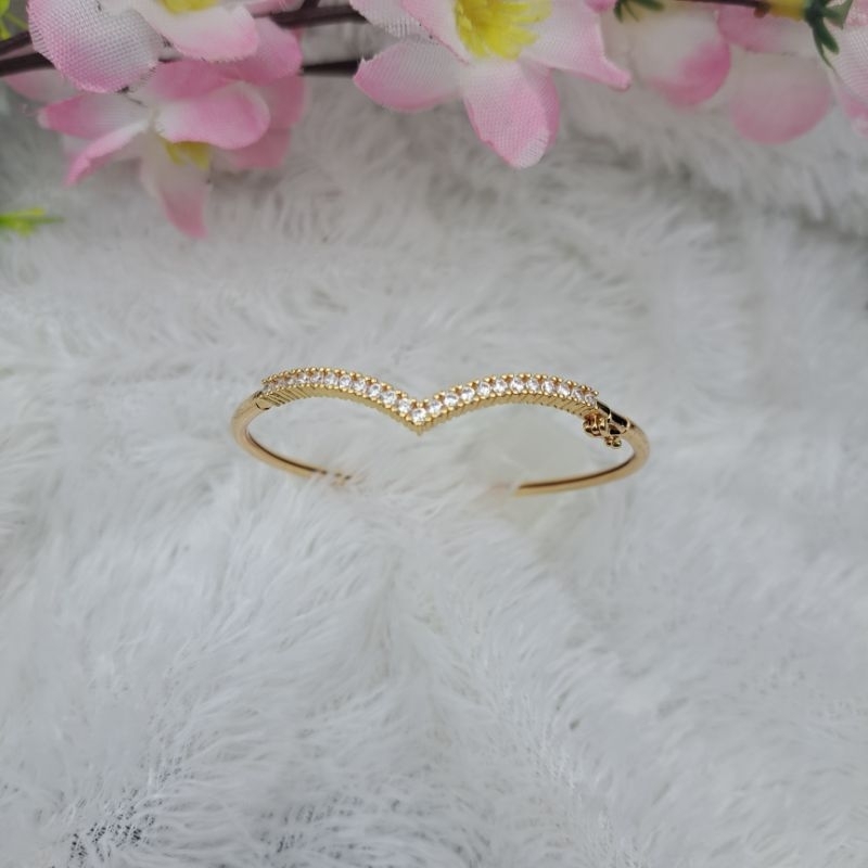 Gelang Wanita bangle korea kunci bukaan samping lapis emas Terbaru COD