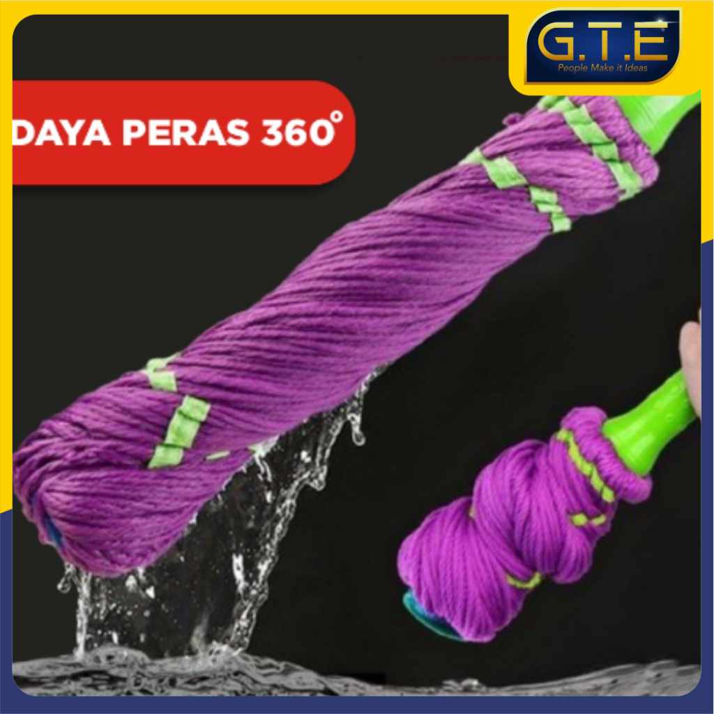 GTE | ALAT PEL LANTAI SERBAGUNA | PEL PUTAR 360 DERAJAT | TWIST MOP | PEL WARNA UNGU