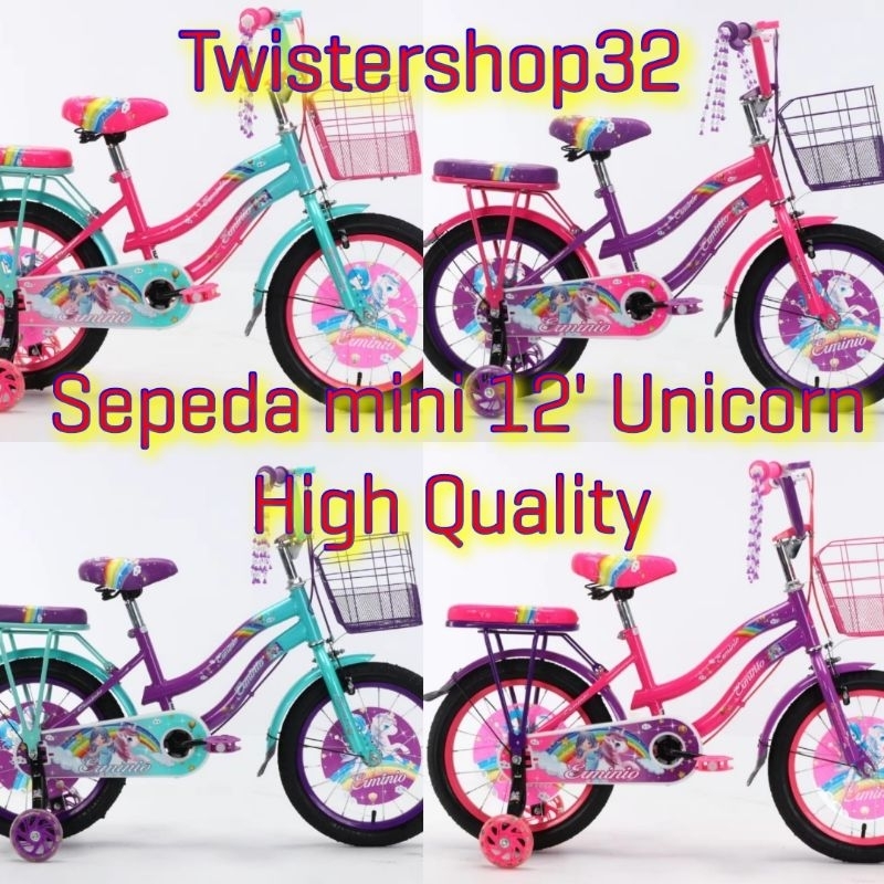 Sepeda mini anak perempuan uk 12 inch Kelinci Sesuai Gambar Unicorn Pony high quality  anak usia 2 sd 5 max