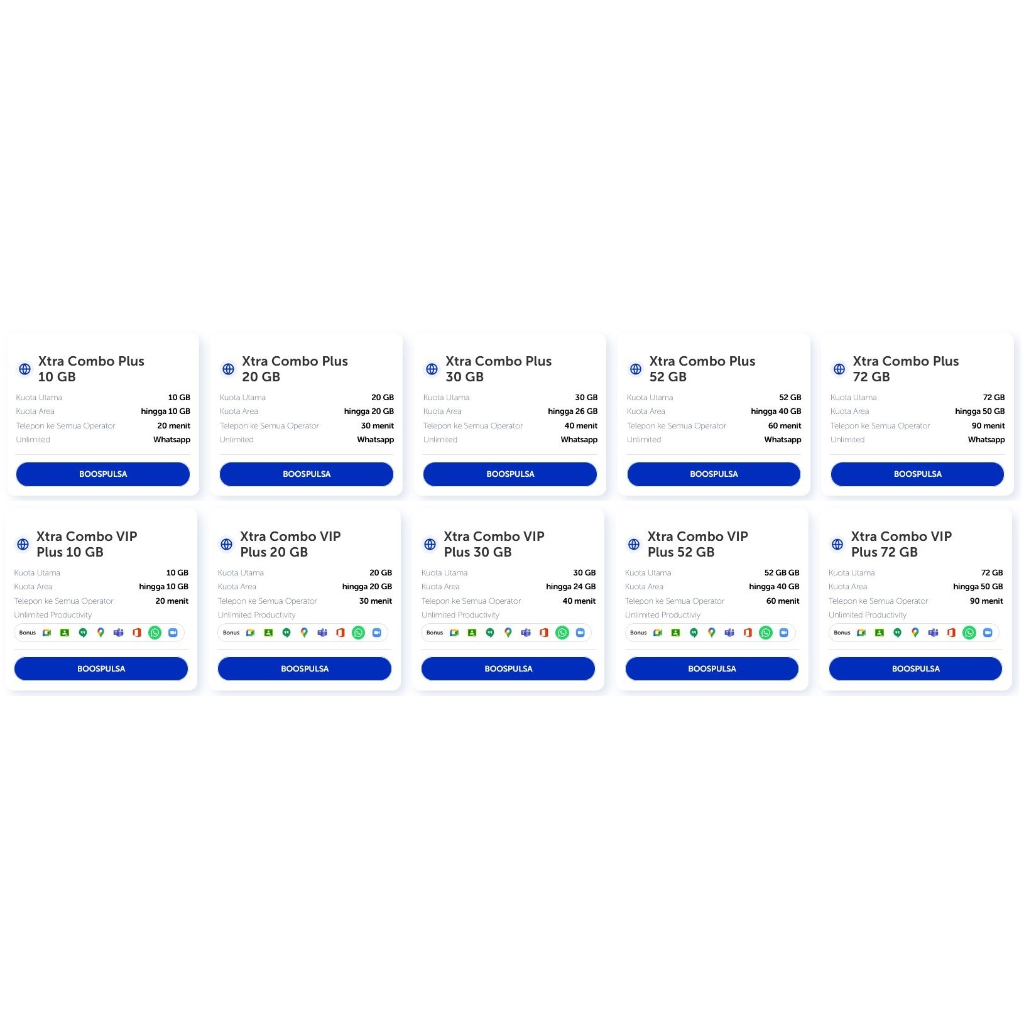 XL XTRA COMBO VIP 5GB 10GB 15GB 20GB 35GB combo PLUS 10GB 20GB 30GB 52GB 72GB COMBO FLEX 30HARI APK