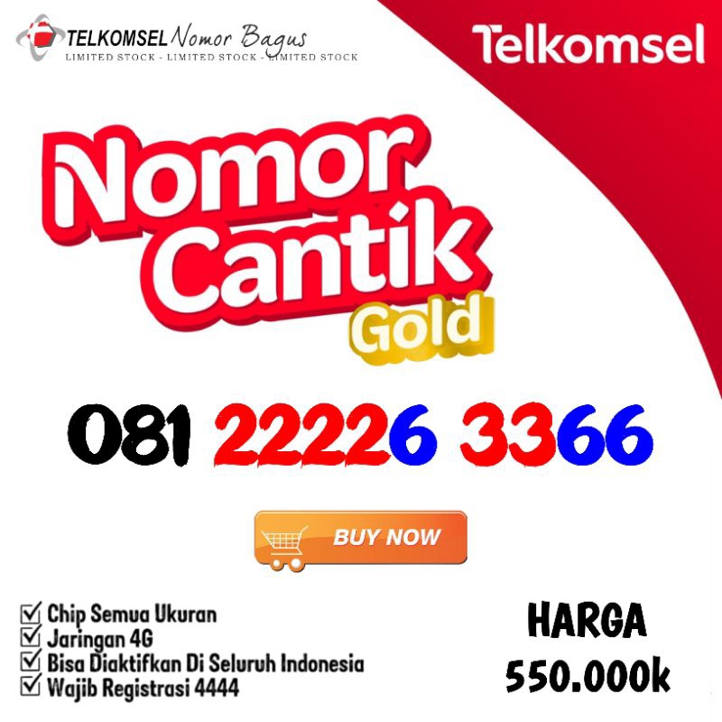 Nomor Cantik Simpati Nomer Kartu Perdana Telkomsel. No hp 22226 3366