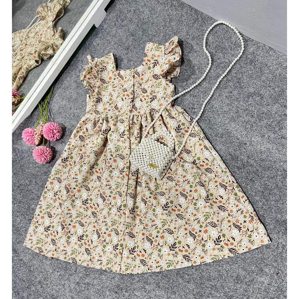 Jimmedy.id - Dress Anak Perempuan Imut Bunga Bahan Crincle Premium Untuk Umur 3 - 7 Tahun