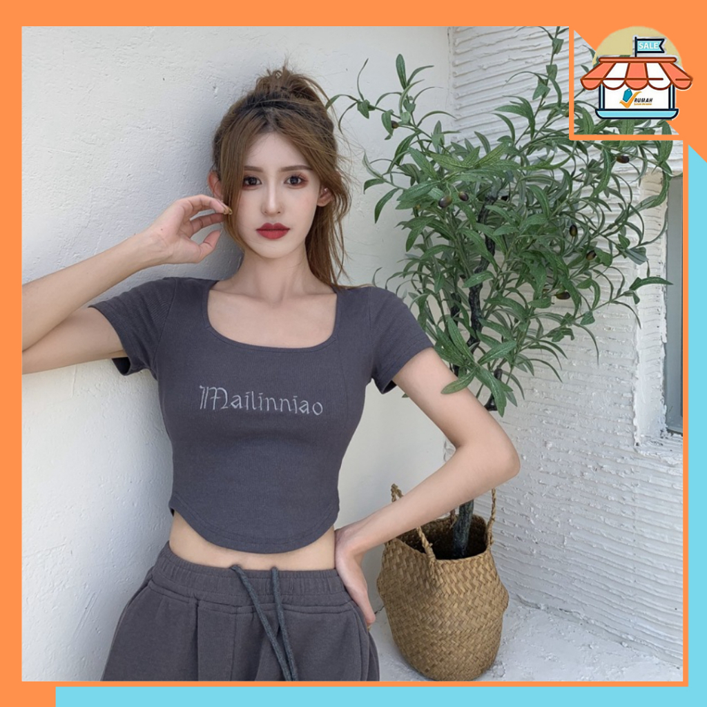 RSB BJ385 Korean Crop Top Rib Sexy Crop Top Kaos Wanita Ava Basic Baju Crop Top Fashion