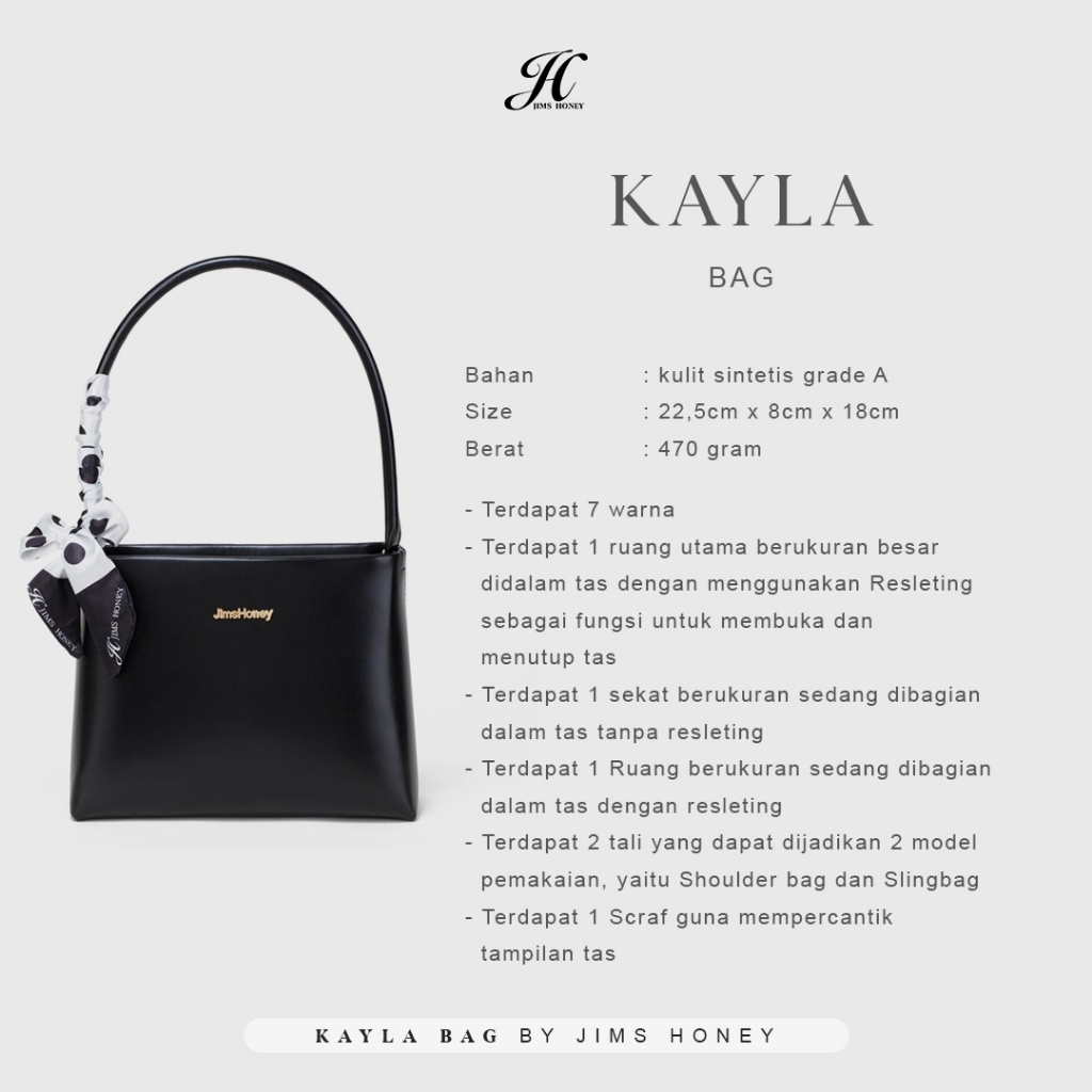 KAYLA Bag Jims Honey Tas Wanita Simpel Ellegan Tendy Original Free Scarf