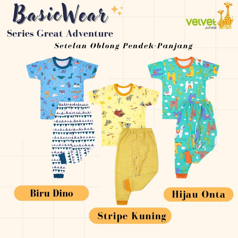 Velvet Junior Setelan Pendek Panjang Oblong Basic S M L LB XL XXL Setelan Bayi Anak Velvet Piyama Bayi